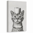 Bathroom Wall Art - Cat with Toilet Paper Hat