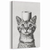 Bathroom Wall Art - Cat with Toilet Paper Hat