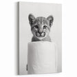 Adorable Cub Bathroom Wall Art - Modern Black and White Decor