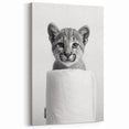 Adorable Cub Bathroom Wall Art - Modern Black and White Decor