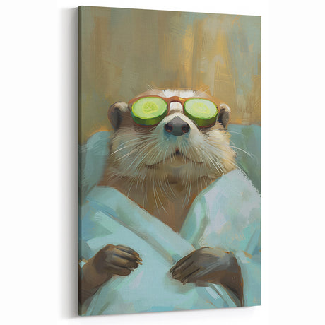 Relaxed Raccoon Bathroom Wall Art - Modern Coastal Decor