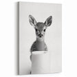 Adorable Fawn Bathroom Wall Art - Minimalist Black and White Decor