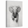 Playful Elephant Bathroom Wall Art - Minimalist Black and White Decor