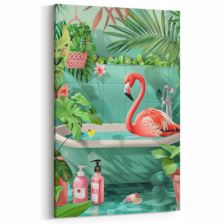 Tropical Flamingo Bathroom Wall Art - Vibrant Coastal Decor
