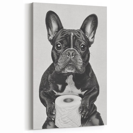 French Bulldog Bathroom Wall Art - Bold Black and White Decor