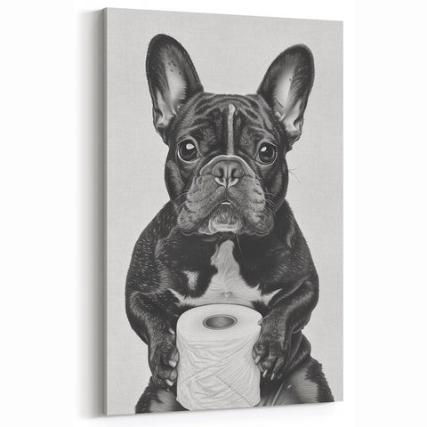 French Bulldog Bathroom Wall Art - Bold Black and White Decor