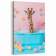 Colorful Giraffe Bathroom Wall Art - Playful Pastel Decor