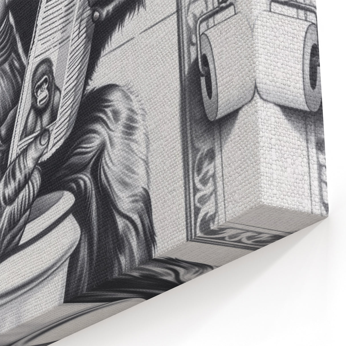 Gorilla Bathroom Wall Art - Quirky Black and White Decor