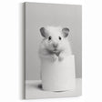 Cute Hamster Bathroom Wall Art - Minimalist Black and White Decor