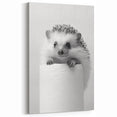Cute Hedgehog Bathroom Wall Art - Minimalist Black and White Decor