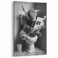 Highland Cow Bathroom Wall Art - Fun Black and White Decor