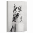 Husky Bathroom Wall Art - Minimalist Black and White Decor