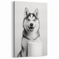 Husky Bathroom Wall Art - Minimalist Black and White Decor