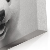Smiling Polar Dog Bathroom Wall Art - Minimalist Black and White Decor