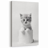 Bathroom Wall Art: Adorable Kitten on Toilet Roll – Modern Decor