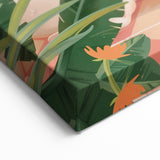 Bathroom Canvas Art - Relaxing Lion in Tropical Bathtub Scene