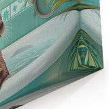 Bathroom Canvas Art - Playful Otter in Tropical Bathtub Scene