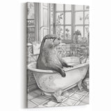 Bathroom Wall Art - Classic Otter in Vintage Bathtub Scene