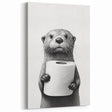 Bathroom Artwork - Minimalist Otter Holding Toilet Roll Wall Decor