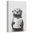 Bathroom Artwork - Minimalist Otter Holding Toilet Roll Wall Decor