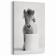 Adorable Pony Bathroom Wall Art - Modern Black and White Decor