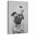 Pug Bathroom Wall Art - Modern Black and White Bathroom Decor