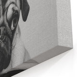 Pug Bathroom Wall Art - Modern Black and White Bathroom Decor