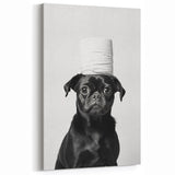 Black Pug Bathroom Wall Art - Modern Black and White Bathroom Decor