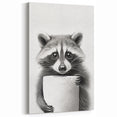 Raccoon Bathroom Wall Art - Modern Black and White Bathroom Decor