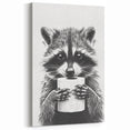 Adorable Raccoon Bathroom Wall Art - Black and White Bathroom Decor