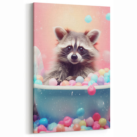 Colorful Raccoon Bathroom Wall Art - Fun and Vibrant Bathroom Decor