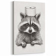 Adorable Raccoon Bathroom Wall Art - Fun Black and White Decor
