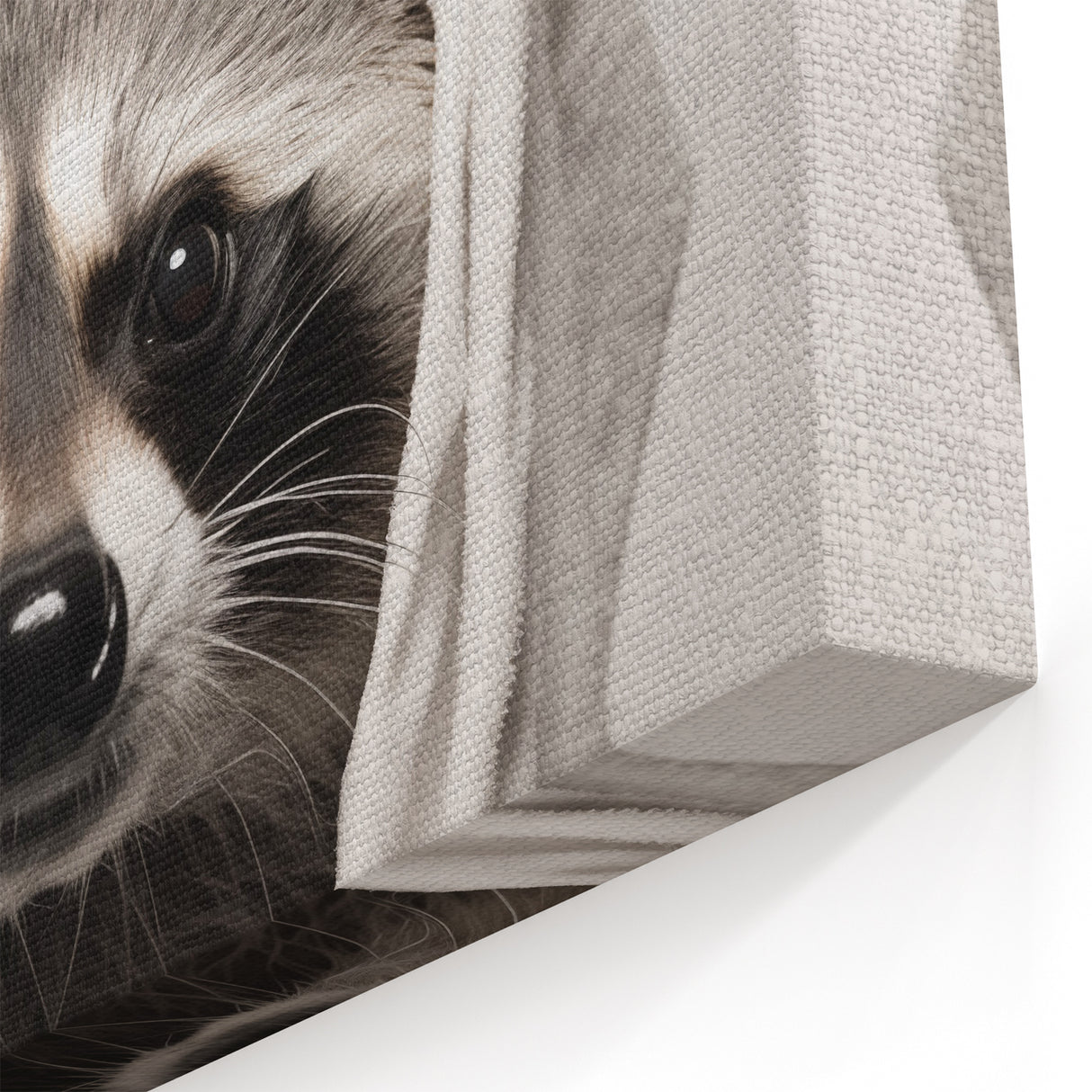 Towel-Wrapped Raccoon Bathroom Wall Art - Black and White Decor