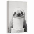 Adorable Sloth Bathroom Wall Art - Fun Black and White Bathroom Decor