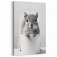 Cute Squirrel Bathroom Wall Art - Fun Black and White Bathroom Decor