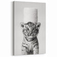 Adorable Tiger Cub Bathroom Wall Art - Fun Black and White Decor