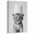 Adorable Tiger Cub Bathroom Wall Art - Fun Black and White Decor