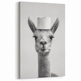 Adorable Llama Bathroom Wall Art - Fun Black and White Decor