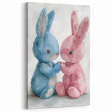 Adorable Bunny Duo - Kids Room Wall Art Canvas and Framed Options