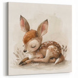Adorable Sleeping Deer - Kids Room Wall Art Canvas and Framed Options