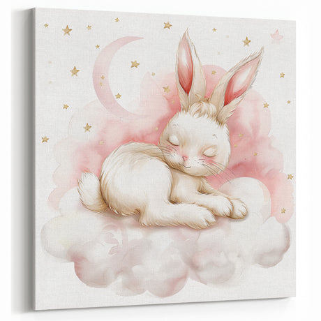 Sleeping Bunny - Kids Room Wall Art Canvas and Framed Options