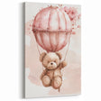 Teddy in Hot Air Balloon - Kids Room Wall Art Canvas and Framed Options