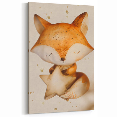 Fox with Star - Kids Room Wall Art Canvas and Framed Options