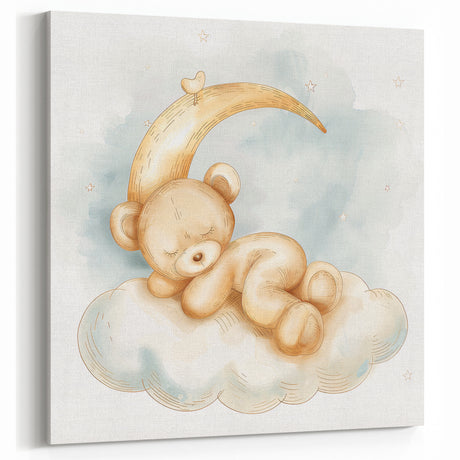 Sleepy Bear - Kids Room Wall Art Canvas and Framed Options