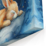 Starry Night Bunny - Kids Room Wall Art Canvas and Framed Options