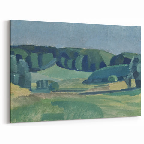 Abstract Modern Art Landscape in Green Tones - Contemporary Wall Decor