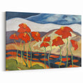 Modern Wall Art with Bold Red Flowers - Vibrant Contemporary Landscape