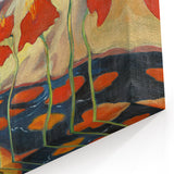 Modern Wall Art with Bold Red Flowers - Vibrant Contemporary Landscape