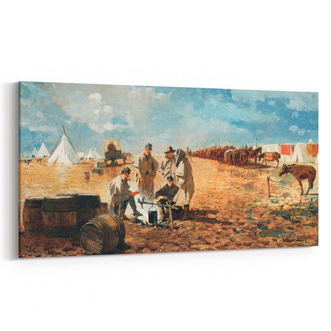 Fine Art Realism: Civil War Camp Scene Realism Art Canvas Print
