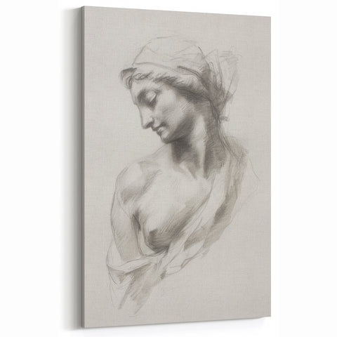 Artistic Figurative Designs - Graceful Pencil Sketch Bust